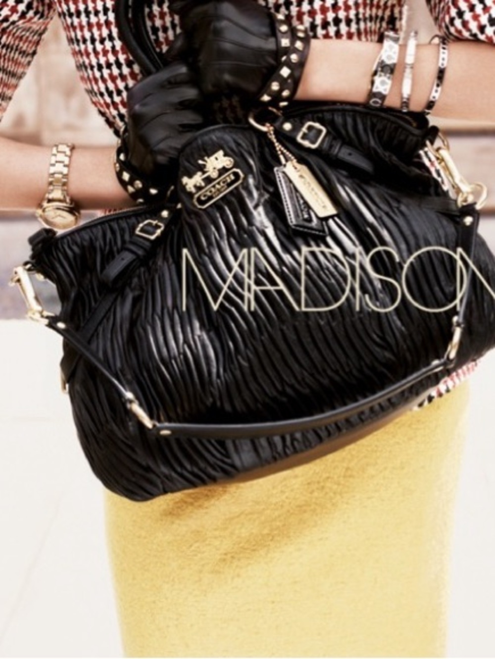 Coach Madison Sophia Satchel Black Pleated Leather with Gold Hardware - Picture 12 of 13